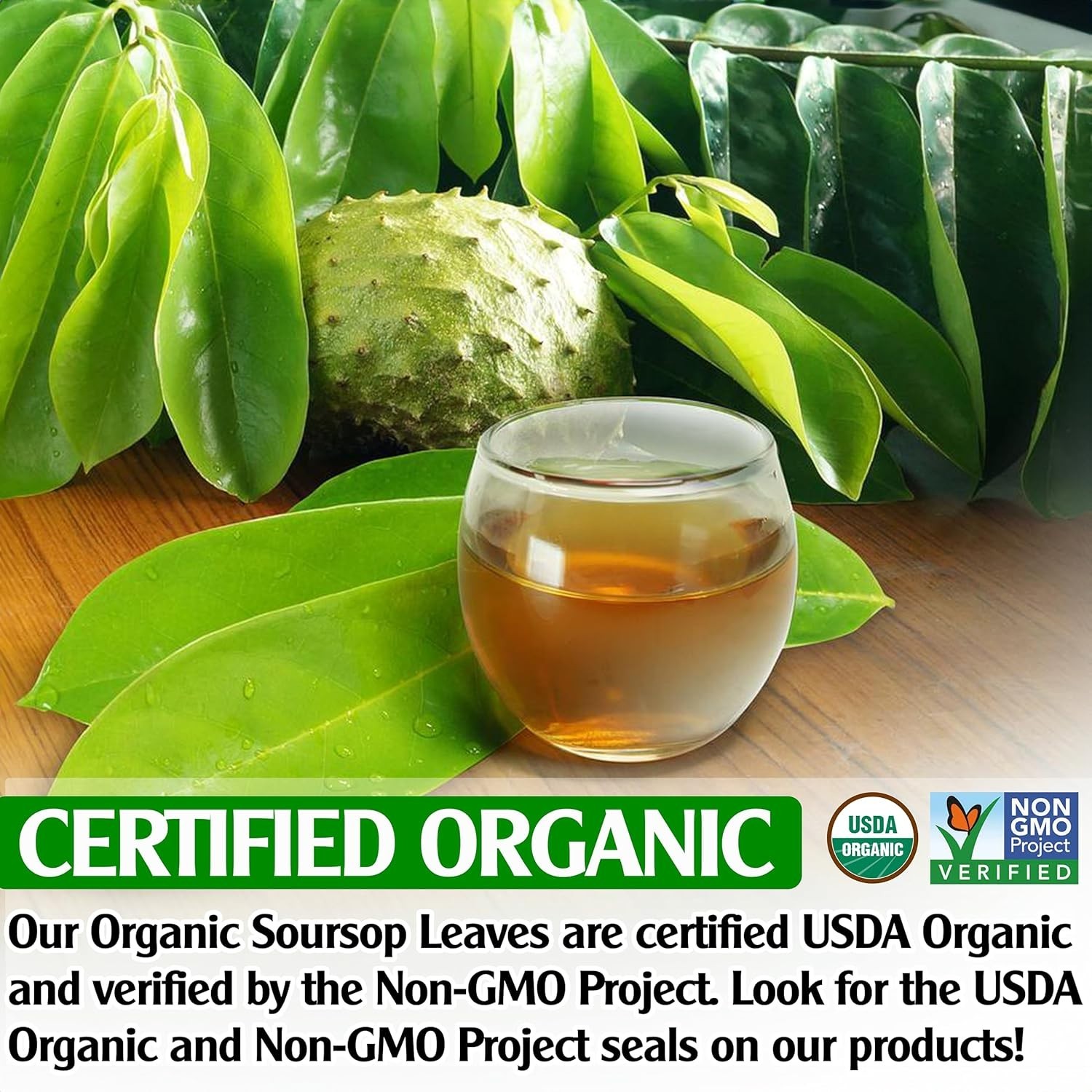 USDA Organic Soursop Graviola Leaves Tea 50 Bags. Non-GMO Verified , 100% Org…