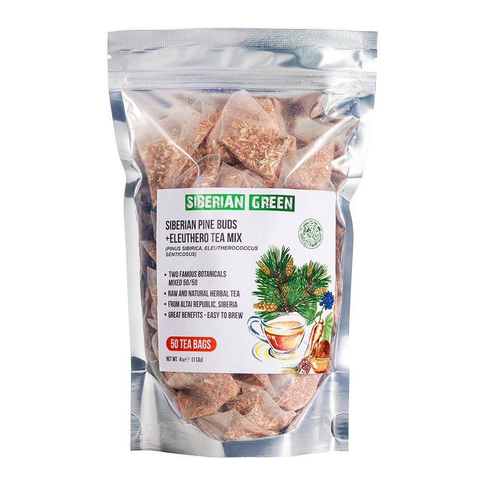 Siberian Green Eleuthero Roots and Pine Buds Tea – 50 Bags Herbal Tea