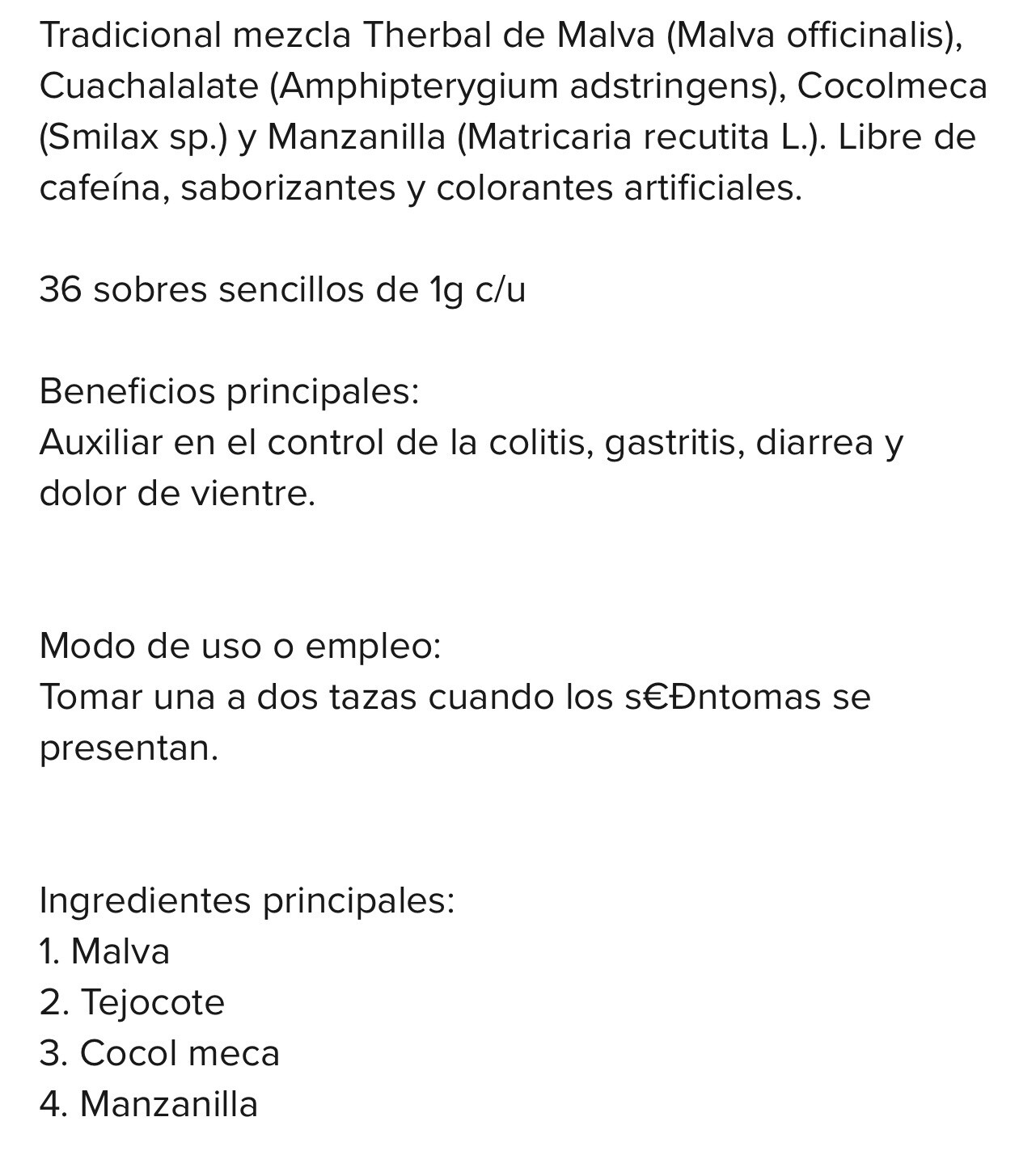 Te Kundalini Therbal 72 tea bags cuachalalate cocolmeca malva y manzanilla