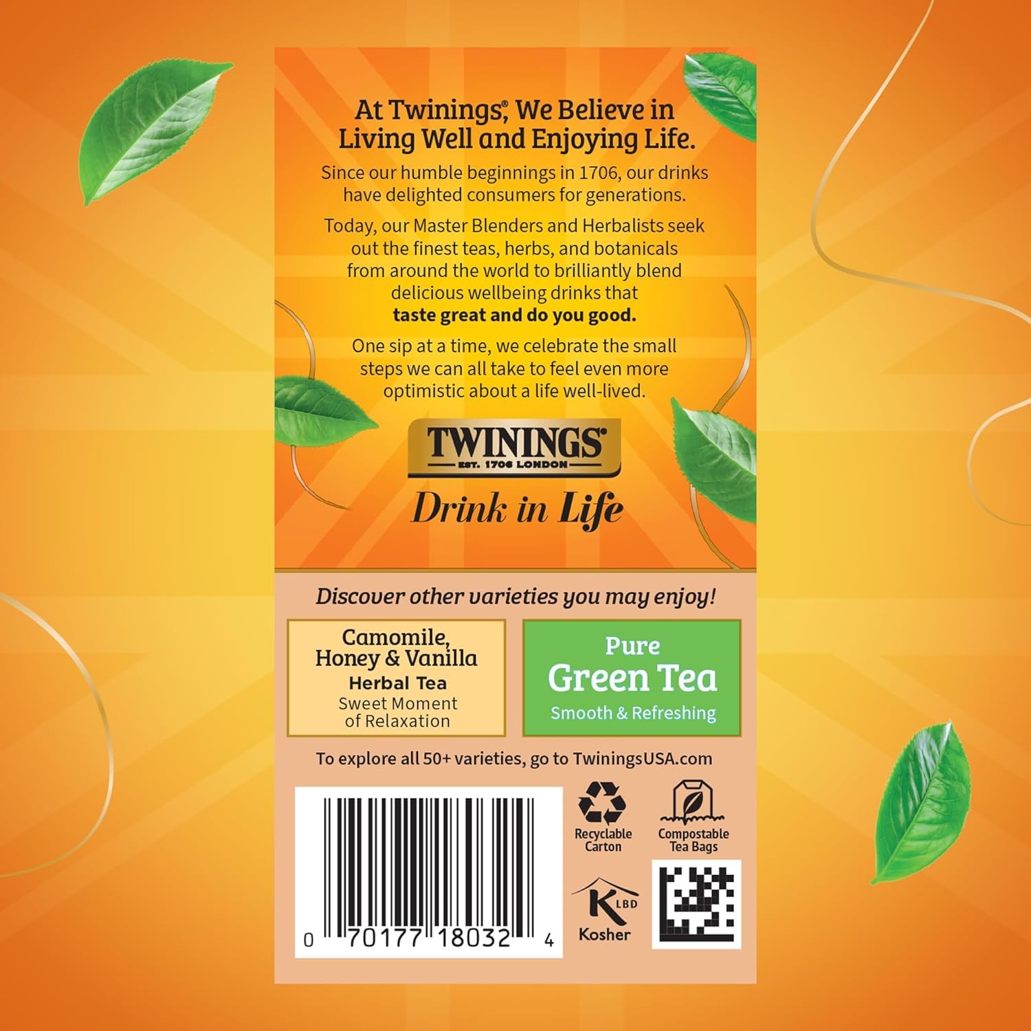 Twinings Pure Rooibos Red Herbal Tea Individually Wrapped Bags, 20 Count Pack 1