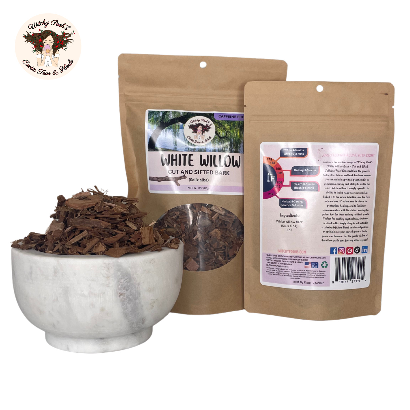 Witchy Pooh’s White Willow Tea – Cut and Sifted Bark, Caffeine Free