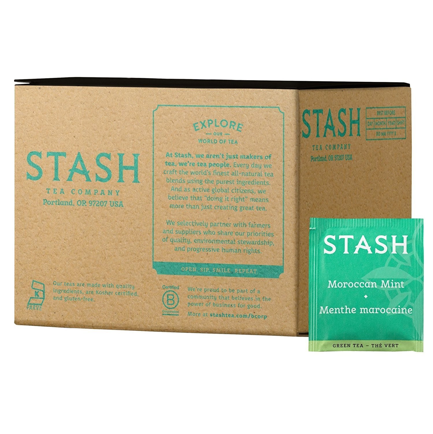 Moroccan Mint Green Tea Bags 100 Count Fresh & Aromatic Hot Iced