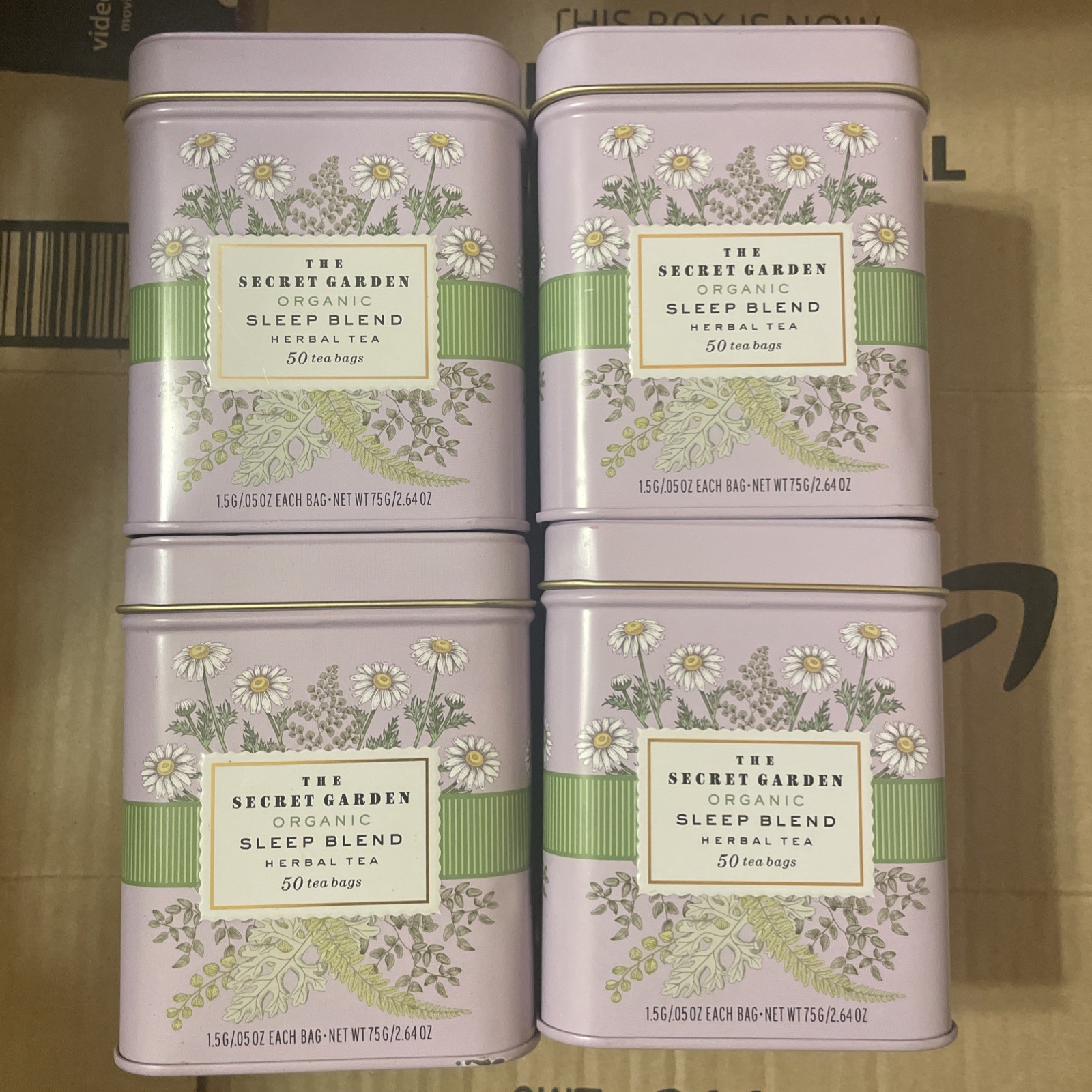4 tins The Secret Garden Organic Sleep Blend Herbal Tea 50 ct. BBD 9/2026+