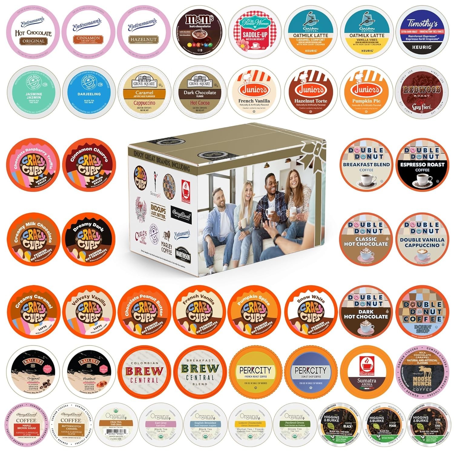 Coffee Tea Hot Chocolate Variety Pack 50 Pods Compatible Keurig Winter