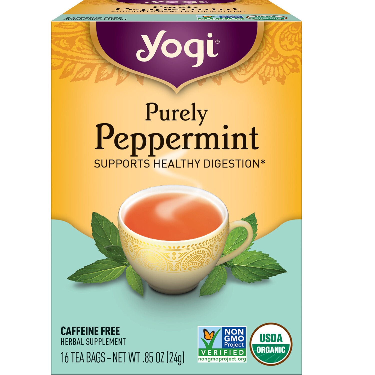 Yogi Tea – Purely Peppermint Tea (4 Pack) Caffeine Free – 64 Organic Tea Bags