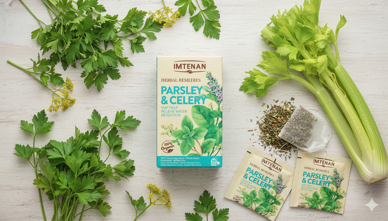 3 Packs Imtenan Organic Parsley and celery herbal Tea 3 X 18 bag