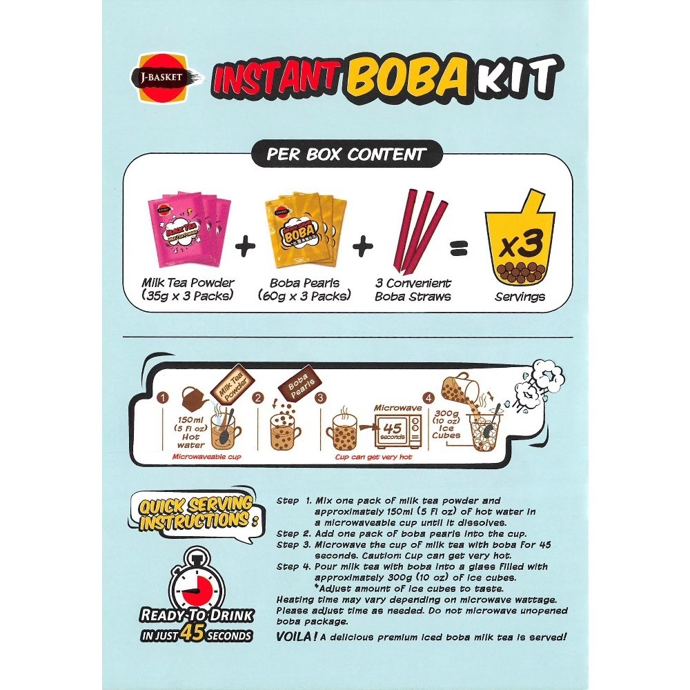 Instant Boba Pearl Bubble Tea Kit Black Tapioca Pearls Dessert 10oz