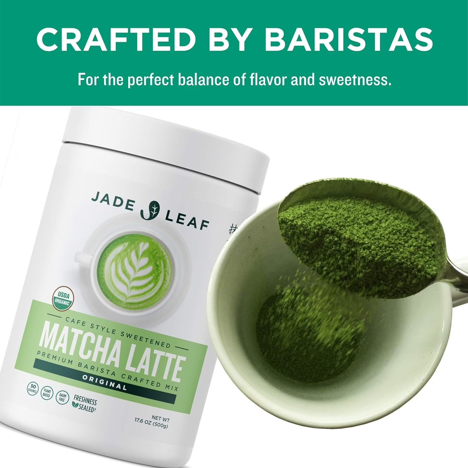 Jade Leaf Organic Matcha Latte Mix, Original, Dairy-Free Matcha Green Tea Powder