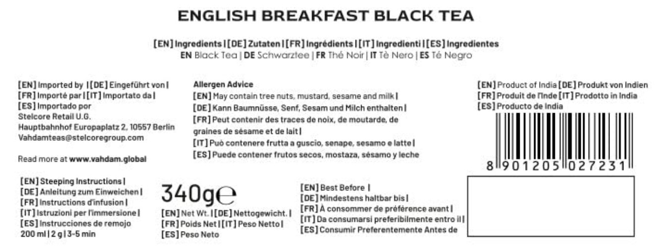 Vacuum-Sealed 340g Single Origin English Breakfast Tea – Rich & Invigorating