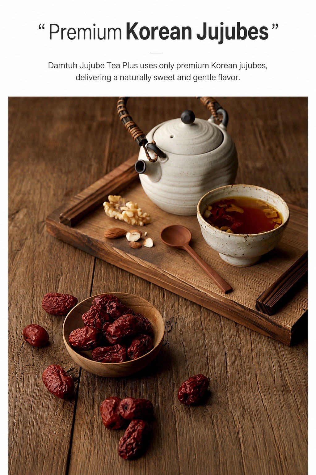 Damtuh Korean Jujube Tea Plus 50 Sticks Premium Red Date Tea Almond Walnut