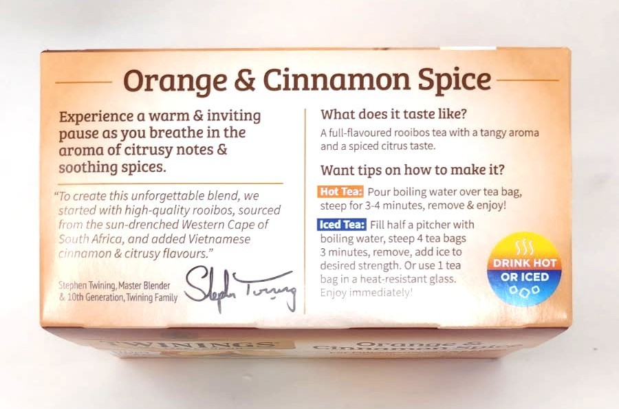 Twining’s Orange & Cinnamon Spice Herbal Tea 20 count 2 pack Caffeine Free