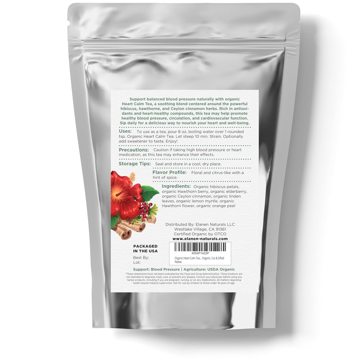 Organic Heart Calm Tea 4 oz. 113g, Blood Pressure Tea to Maintain Healthy Pre…