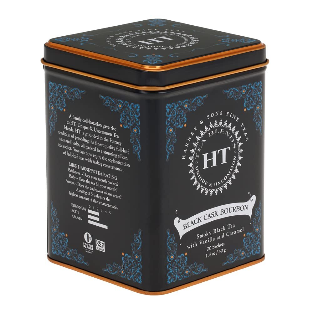 Harney & Sons Black Cask Bourbon Tea Smoky Black Tea w/ Light Caramel 20 Sac…