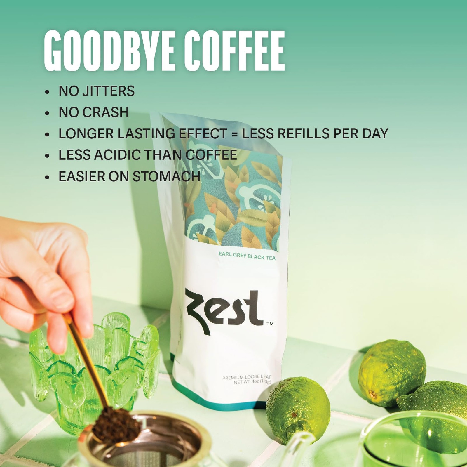 Zest High Caffeine Black Tea Bags – Earl Grey Energy Tea with Natural Bergamo…