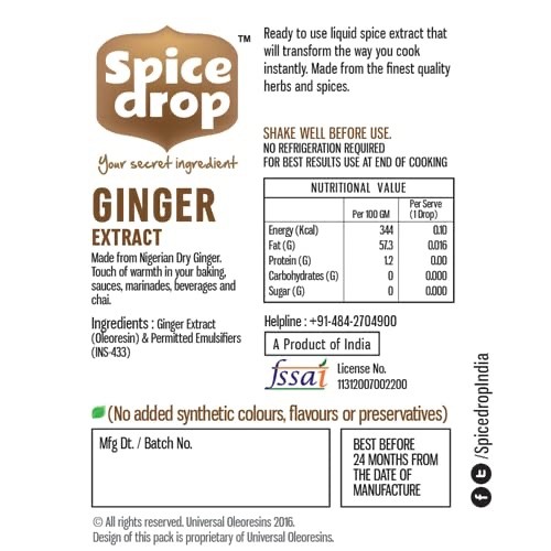 Spice Drop Chai Masala Tea Combo Natural Extract Ginger Chai Masala Cardamom 5ml