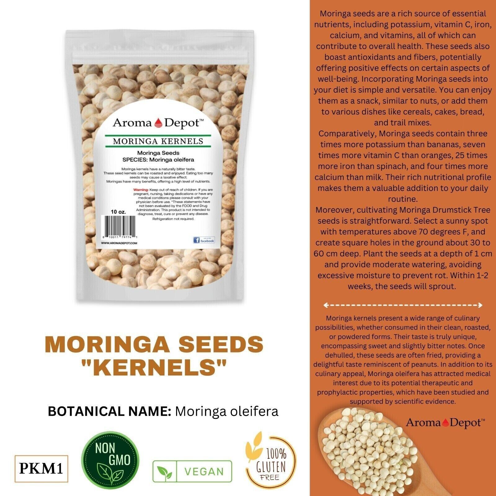 Moringa Powder 8oz. Hoja Polvo de Moringa oleifera Leaf Pure Natural Superfood