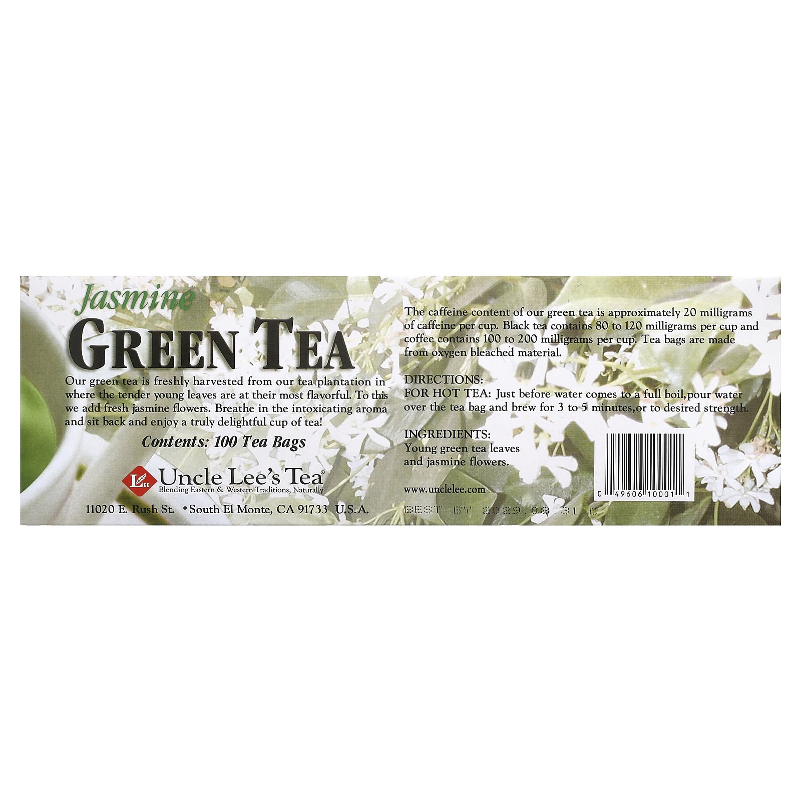 Jasmine Green Tea, 100 Tea Bags, 5.64 oz