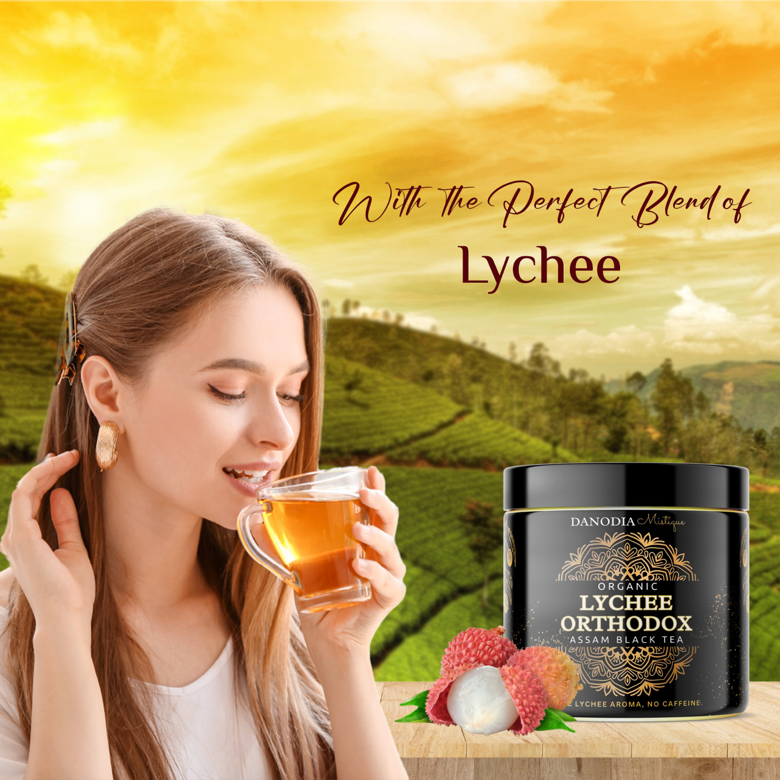 Danodia Foods LYCHEE ORTHODOX ASSAM BLACK TEA (3.5oz/100g) 50+ servings