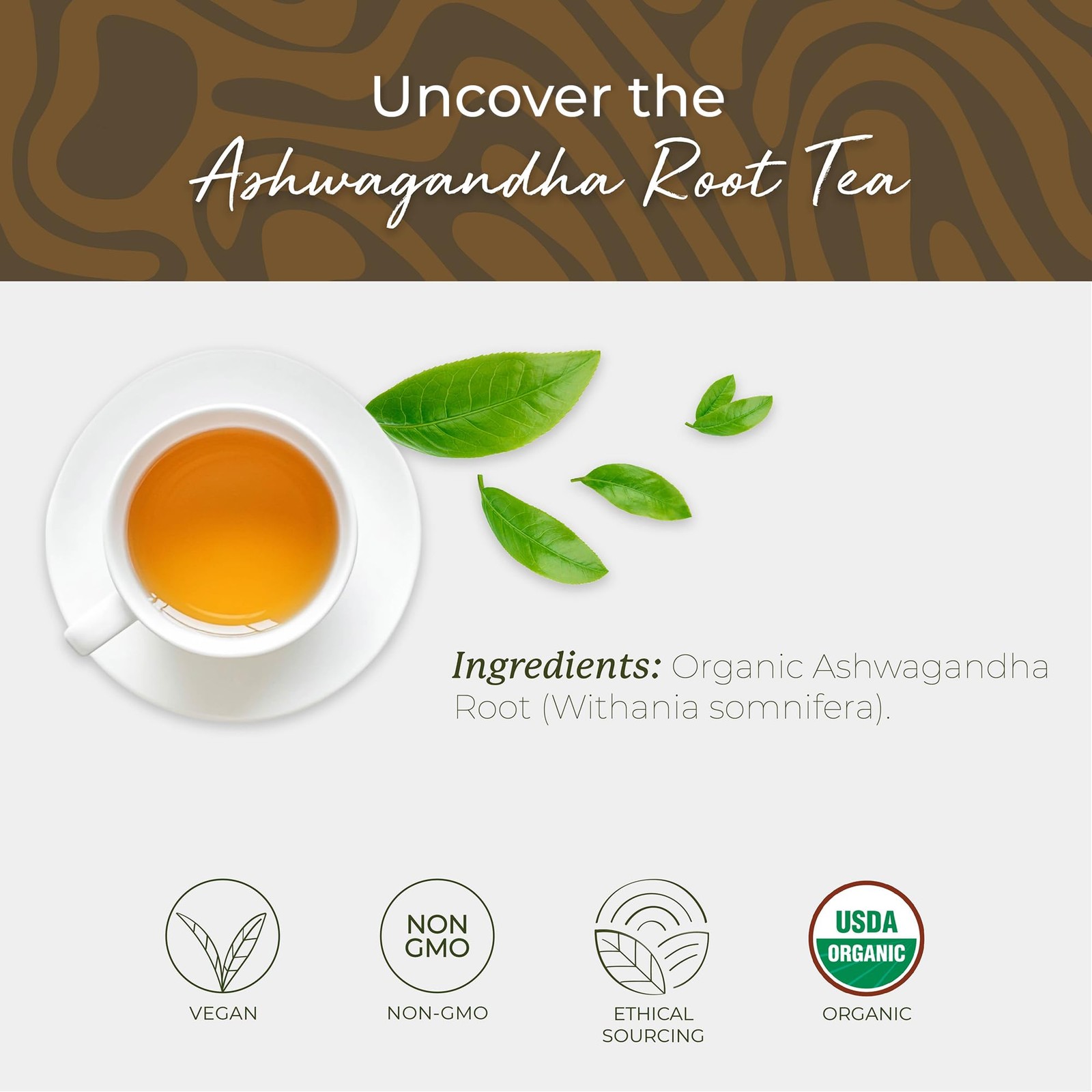 Organic Ashwagandha Tea – Caffeine 100 Count (Pack of 1)