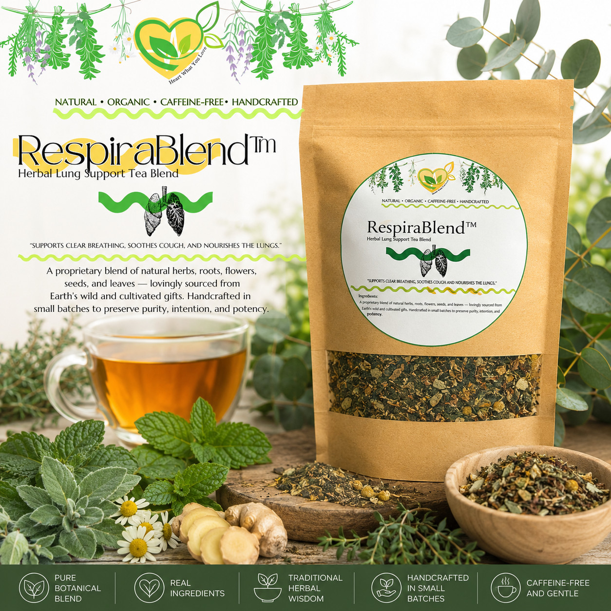 Herbal Lung Loose Tea – Mucus Cleanse Respiratory & Breathing Support 1/3.5 oz