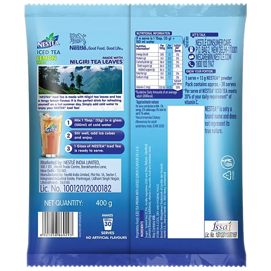 NESTEA Instant Iced Tea, Lemon Flavour – 400g Pouch – refreshing drink