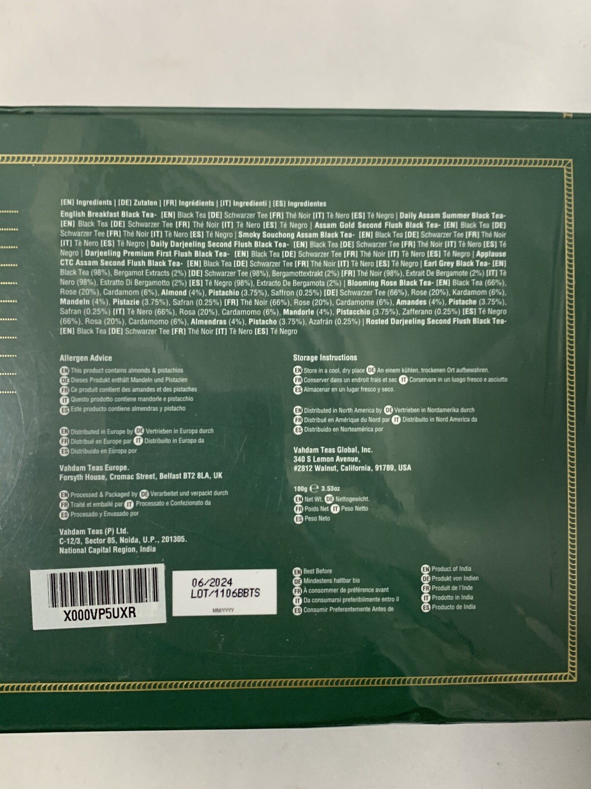 VAHDAM Black Tea Sampler 10 Loose Leaf Tea Flavors Gift Set -New Sealed
