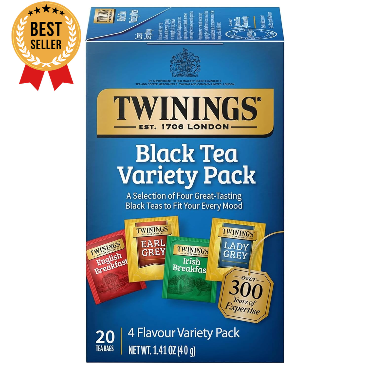 Black Tea Variety Pack 20 Bags English Breakfast Earl Grey Caffeinated