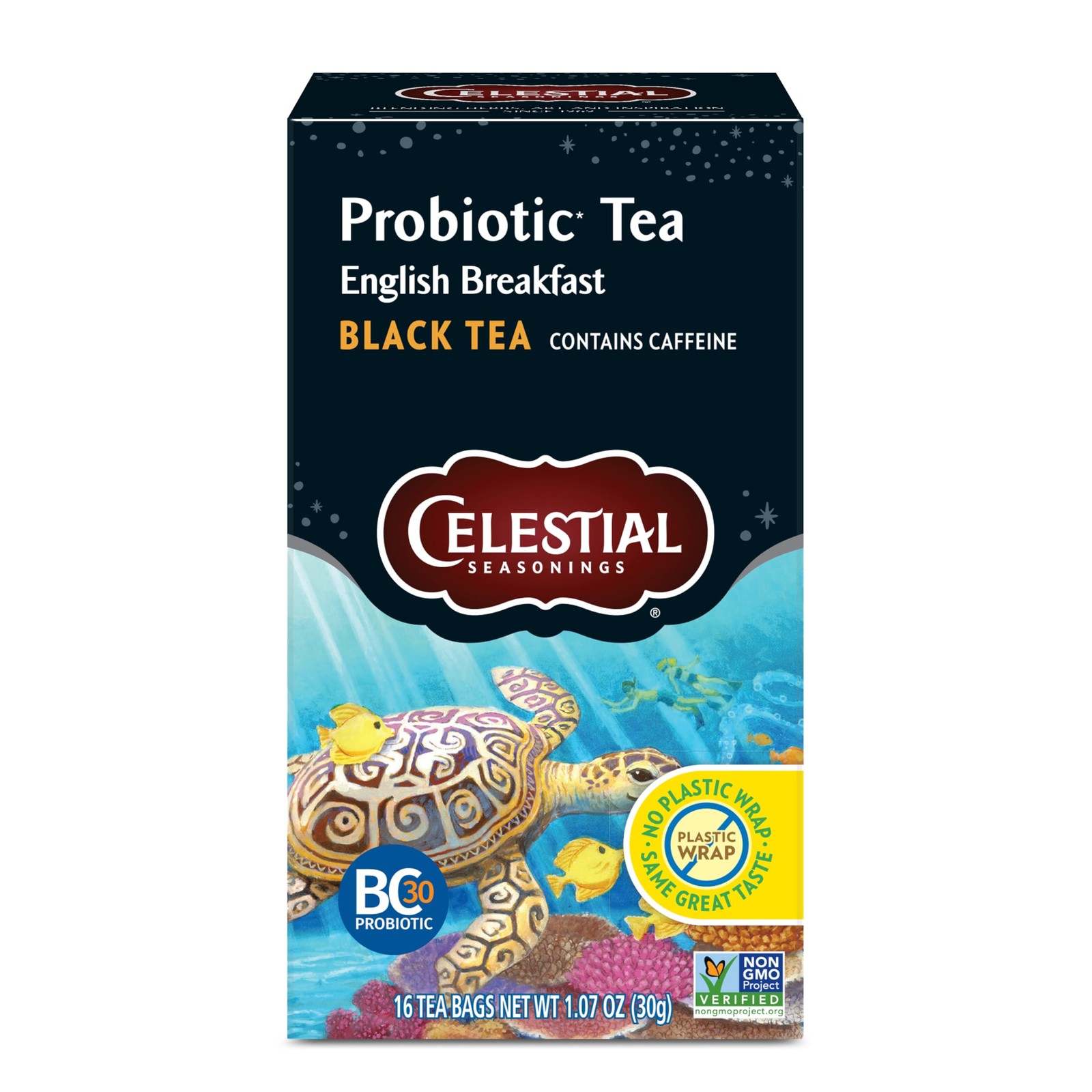 Probiotic Black Tea 16 Count Gluten Free Nongmo English Breakfast Flavor