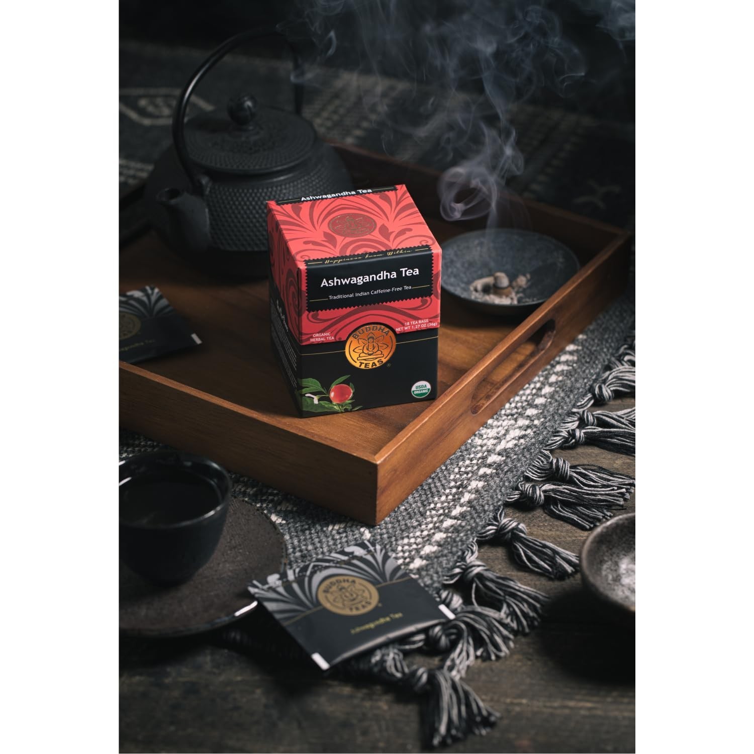 Buddha Teas Organic Herbal Tea Ashwagandha 18 Packets Each (Pack of 4)