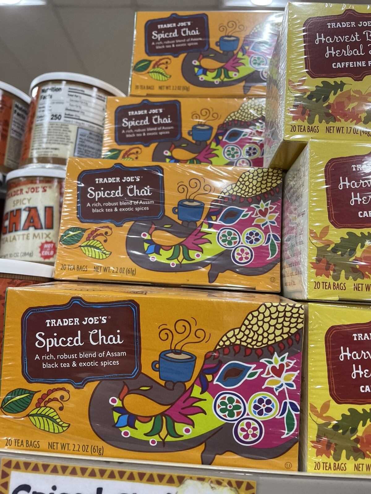 3 Packs Trader Joe’s Spiced Chai Black Tea 20 Tea Bags 2.2 oz Each Pack
