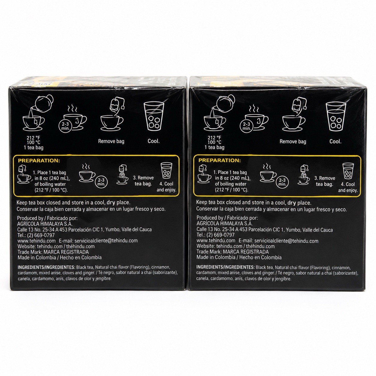 Hindu Premium Black Tea Chai 2 Pack 40 Tea Bags Cinnamon Cardamom Ginger Clove