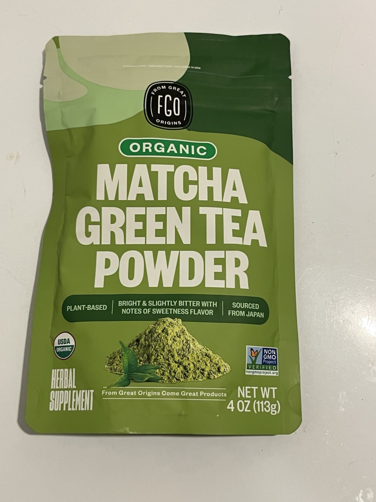 FGO Organic Matcha Green Tea Powder, Japanese Culinary 4 Oz (Pack of 1) SEALED