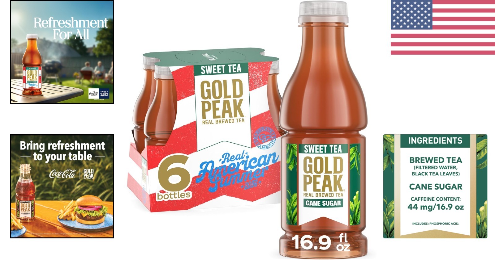 Gourmet Sweet Tea, 16.9 fl oz Bottles – Perfect for Family Gatherings, 6-Pack