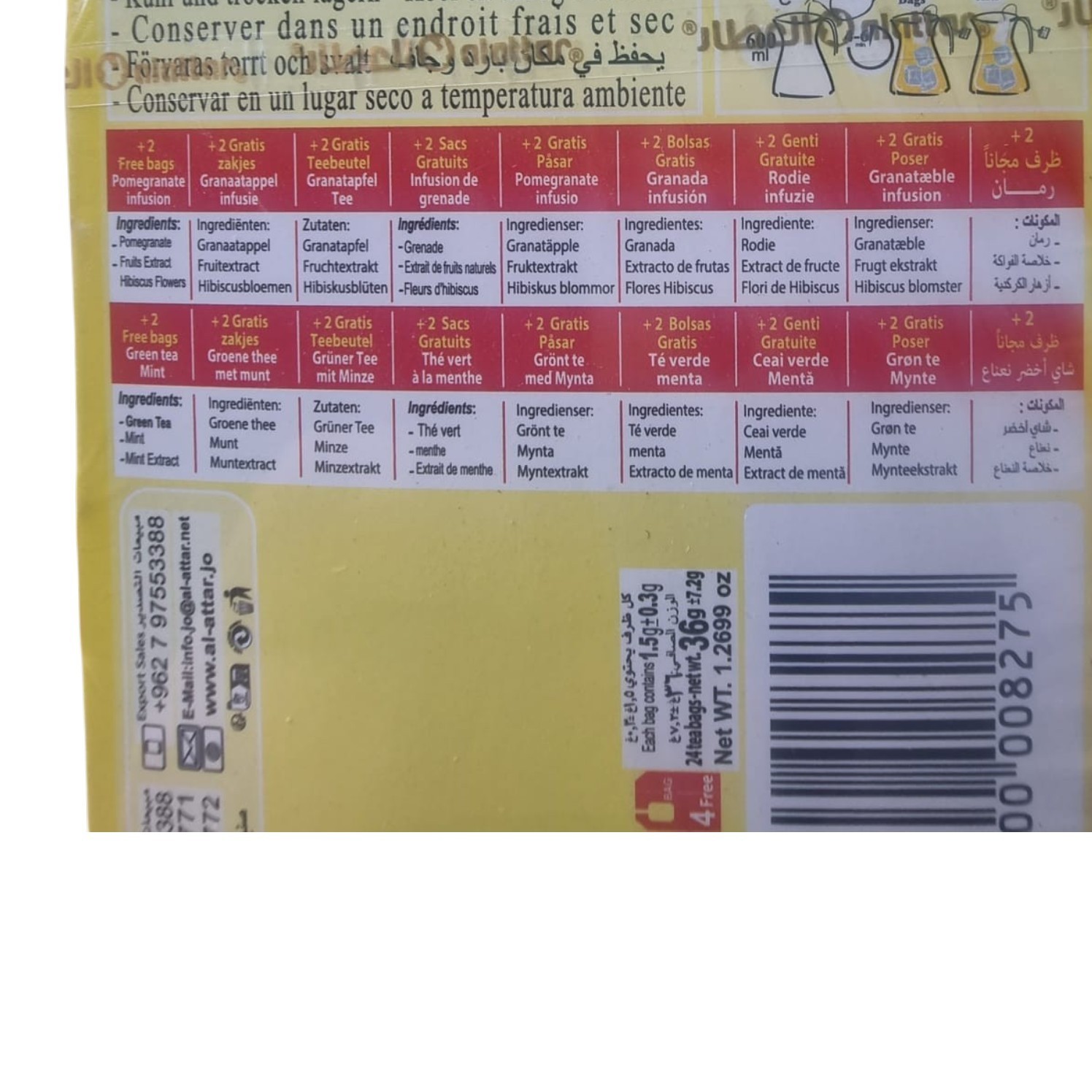 Al Attar Ginger and Lemon Herbal Tea and Ginger and Honey Herbal Tea, Two Pack
