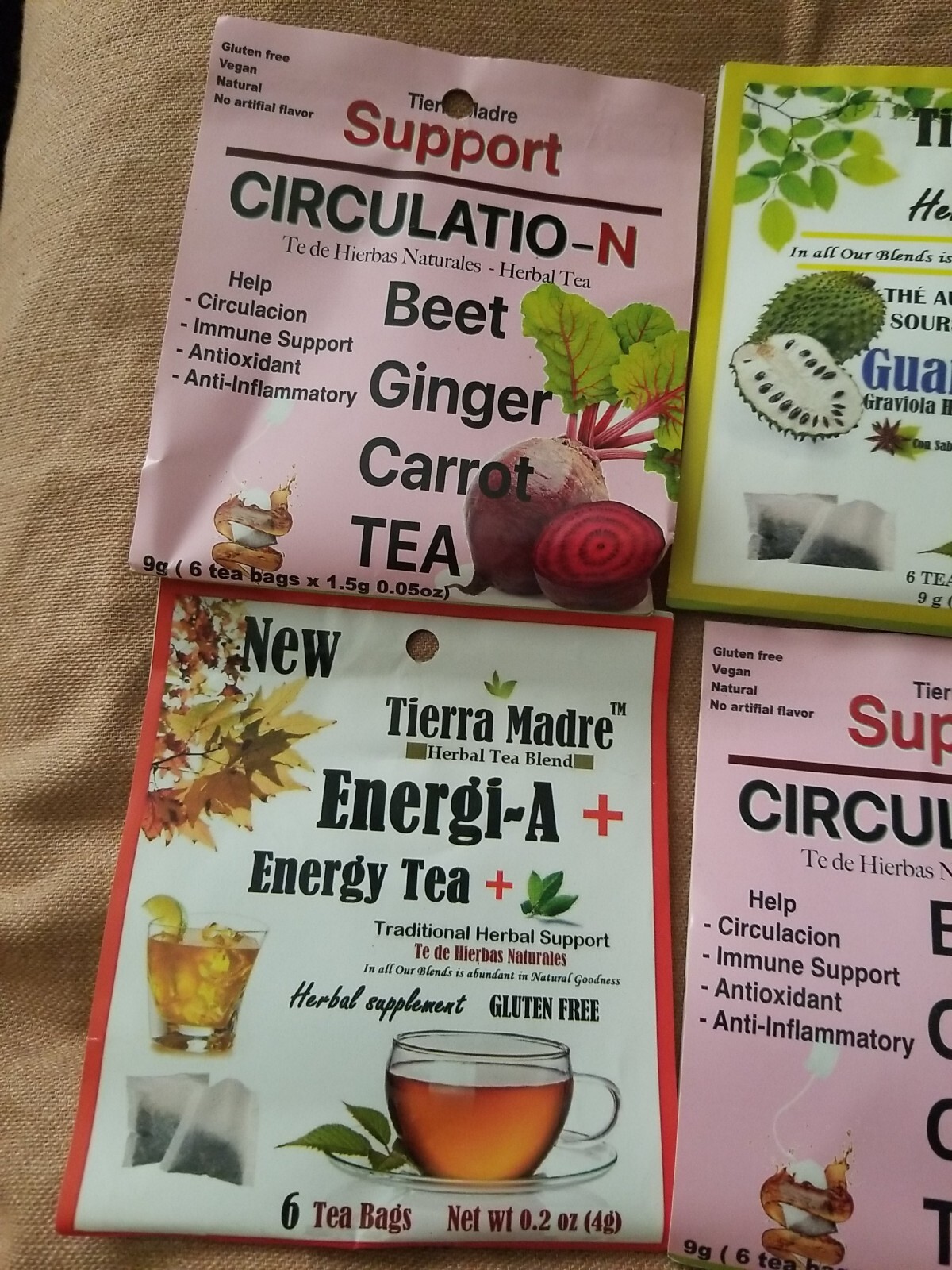 Tierra Madre, mezcla de té de hierbas natural /gluten Free /100% natural(4 pack)
