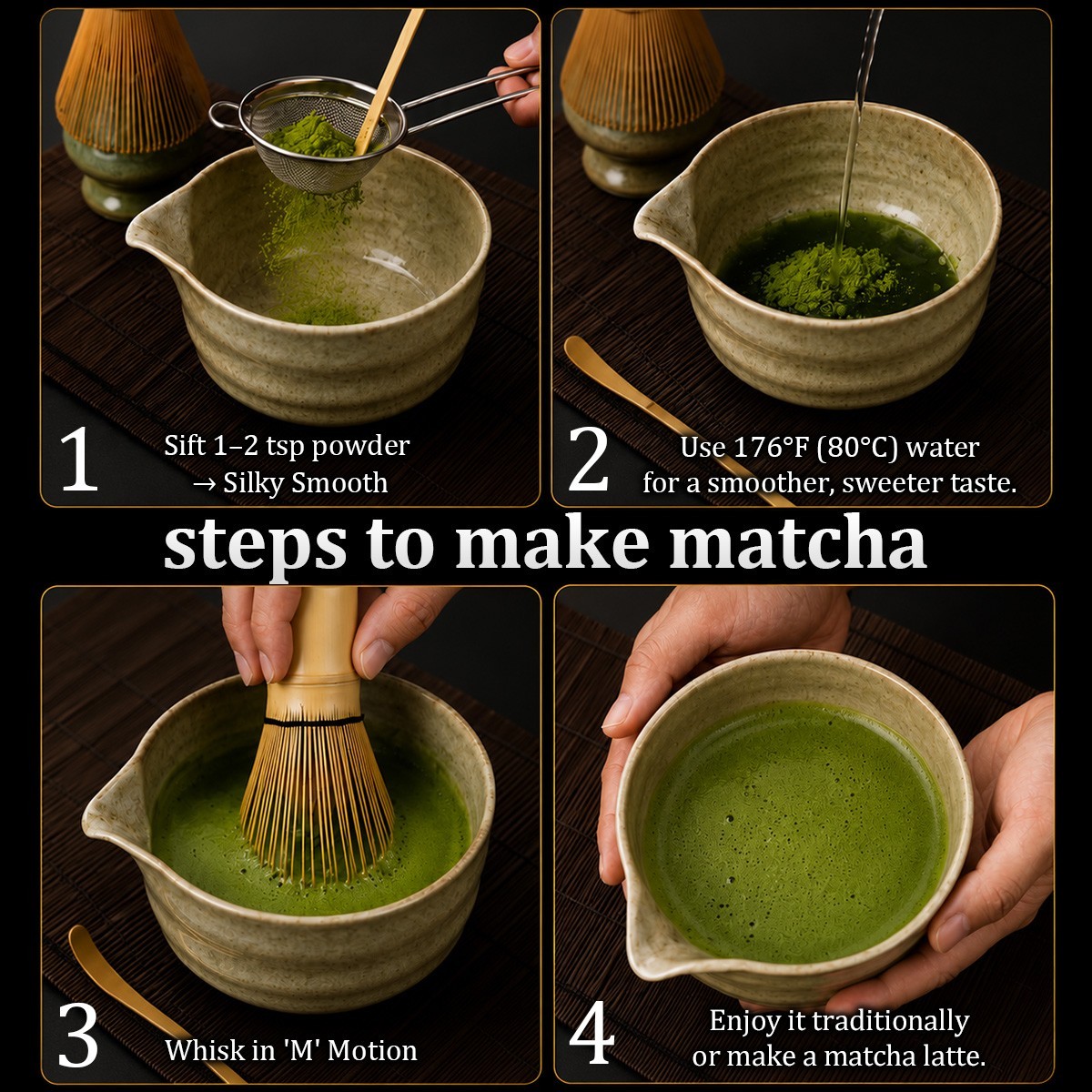 KINTENKAKU Premium Japanese Matcha Starter Kit Complete Matcha Set 1/3/5 Tins