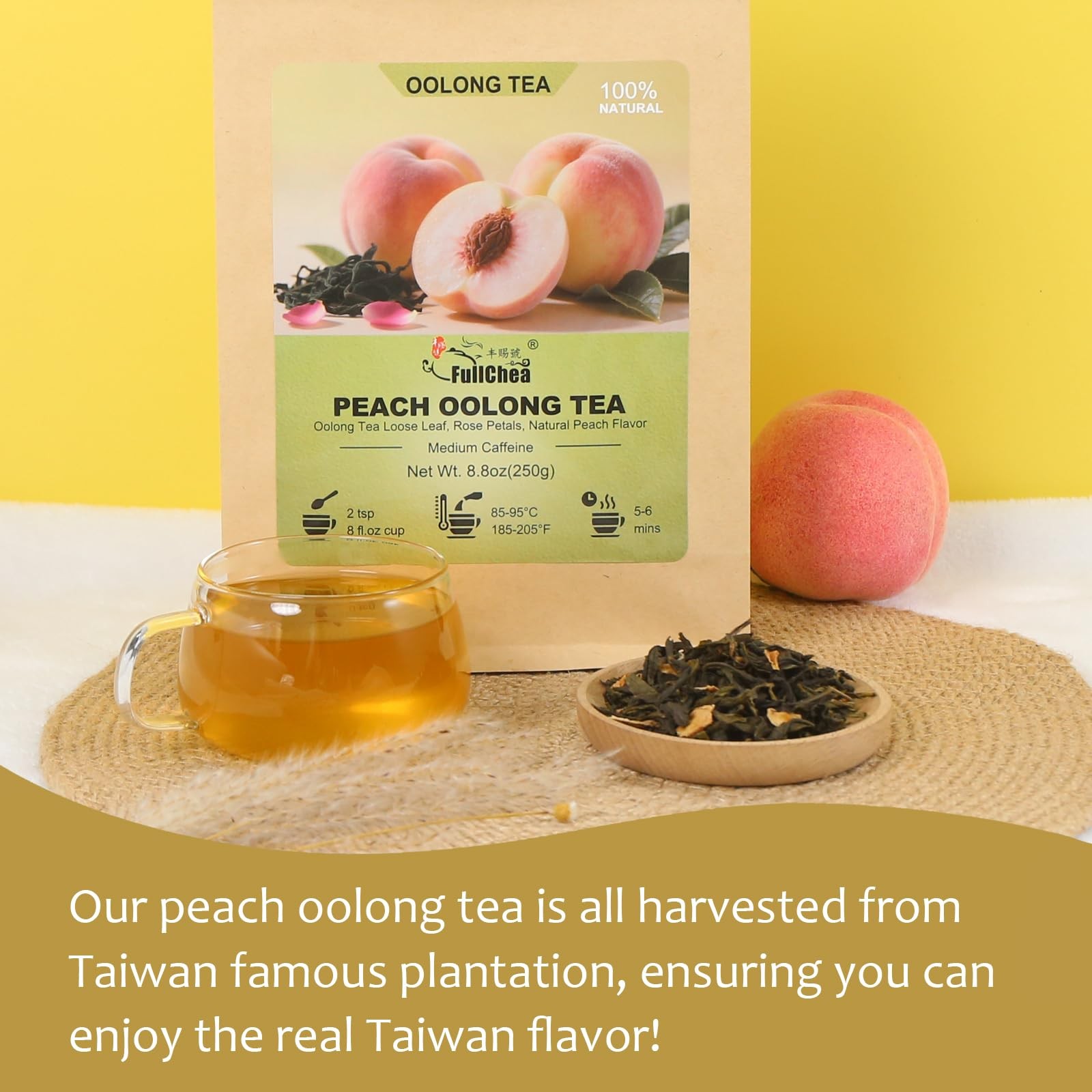 FullChea Taiwan Peach Oolong Tea Loose Leaf 8.8oz / 250g Dongding High Mou…