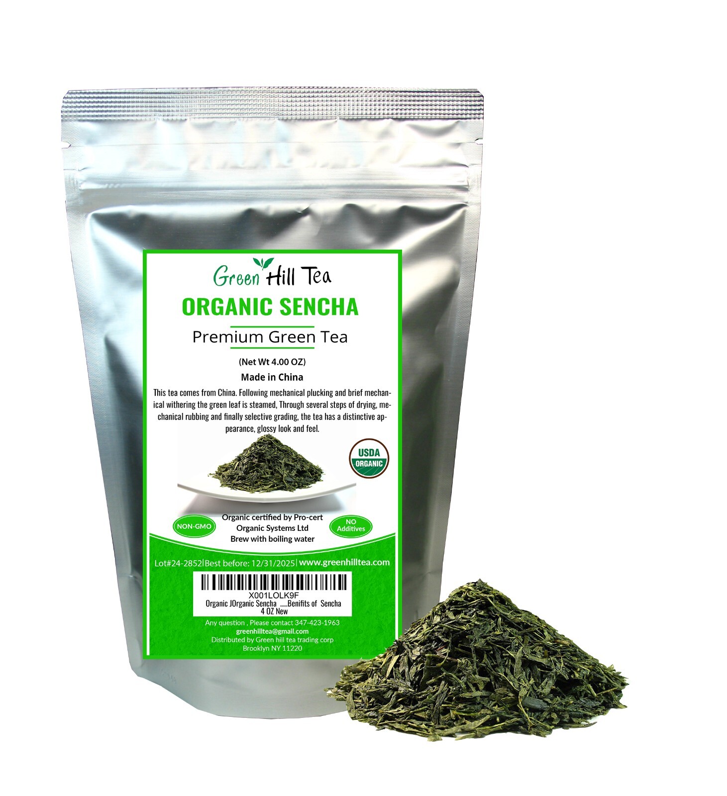 Organic Japanese style green tea premium sencha loose leaf tea 1/4 LB bag x 4