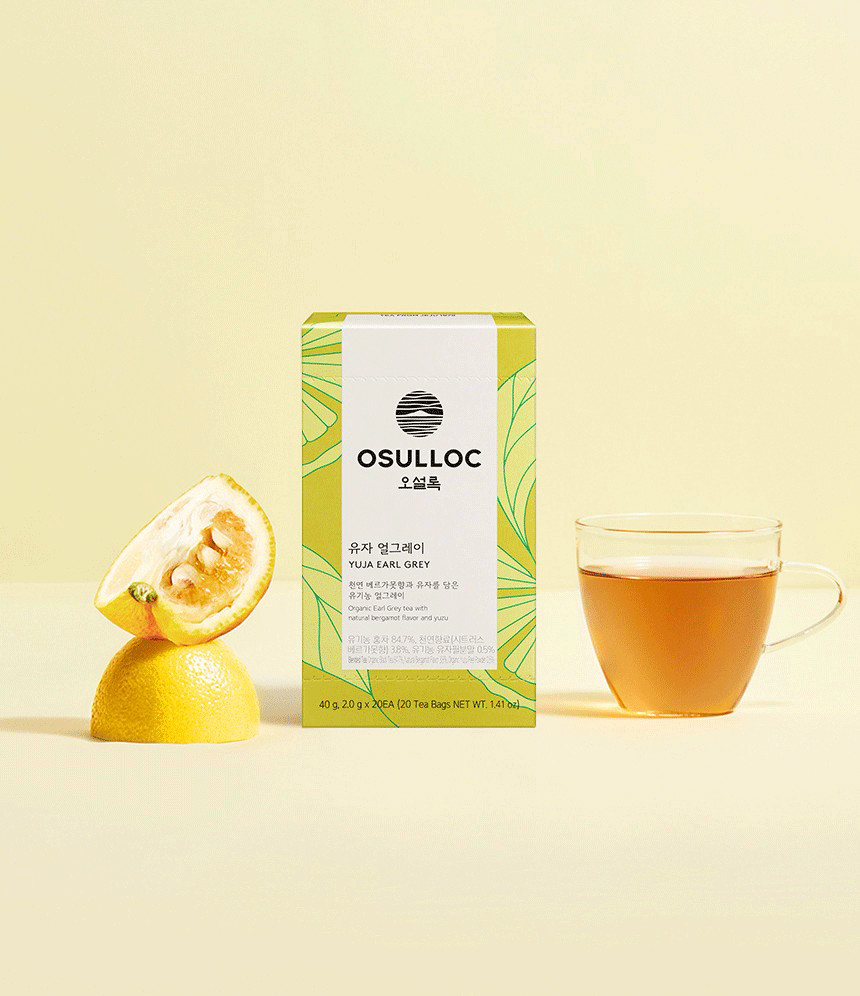 OSULLOC Yuja Earl Grey – Korean Citrus Black Tea with Yuzu & Bergamot (20 Bags)