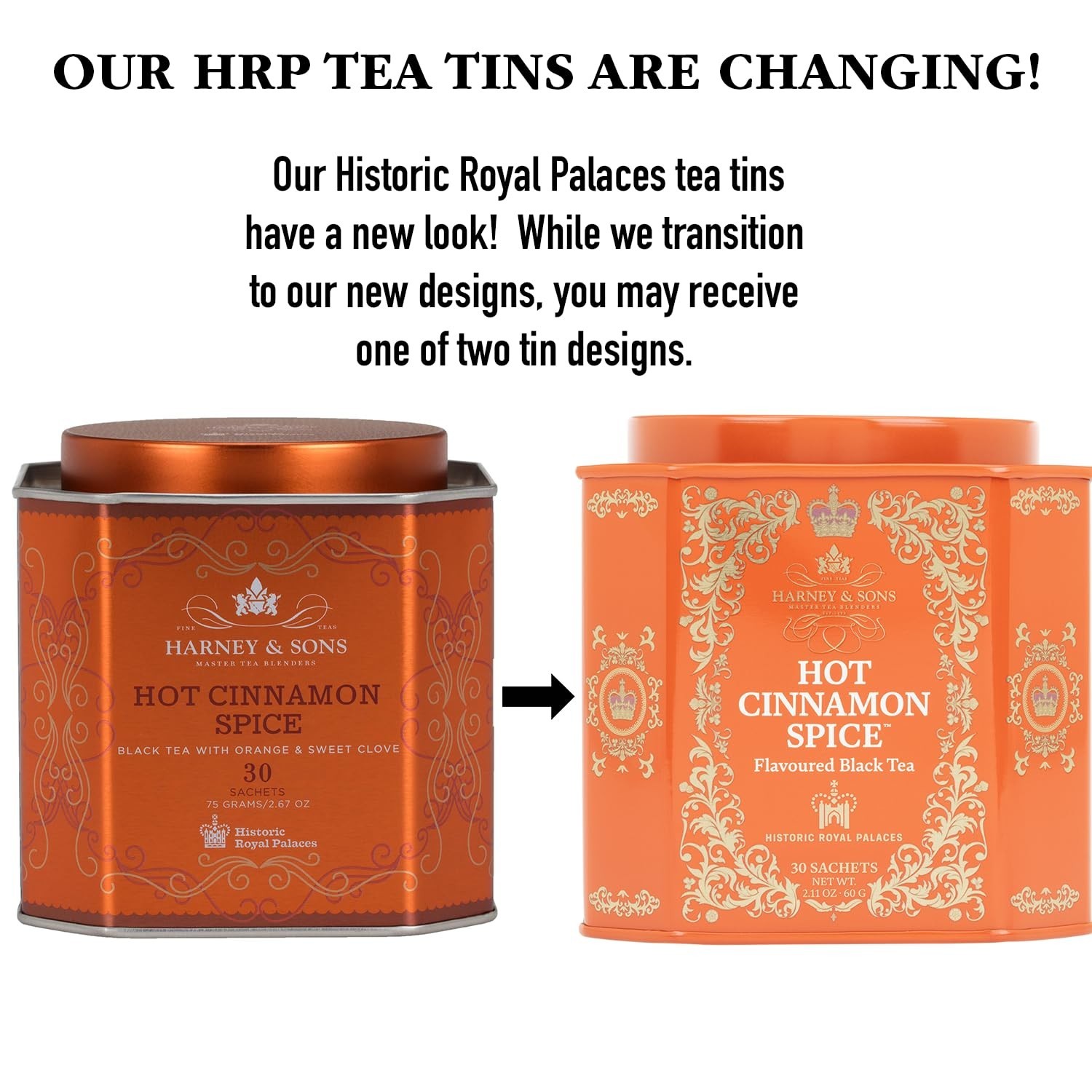 Hot Cinnamon Spice Tea Tin – Bold Black Tea with Orange & Clove – 30 Sachets
