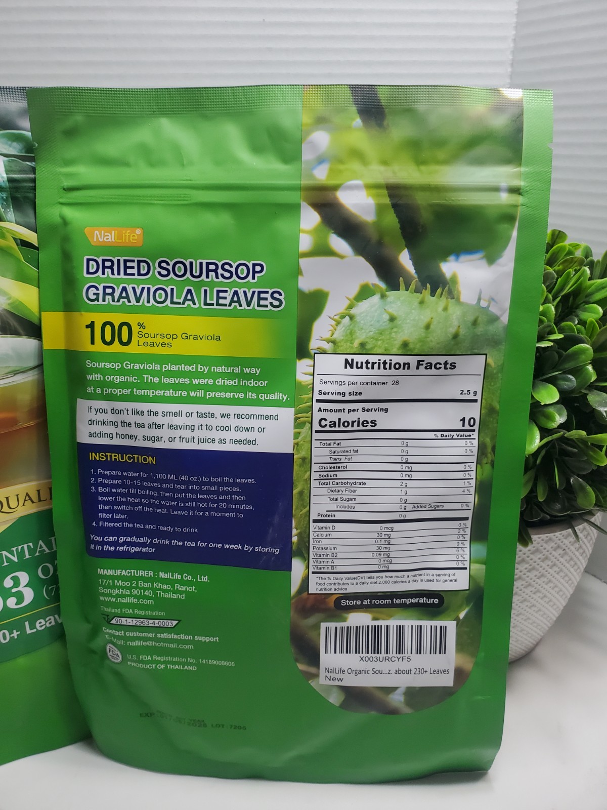 NalLife Organic Soursop Graviola Leaves for Tea 230 Leaves 🌿 Lot of 2 01/2026