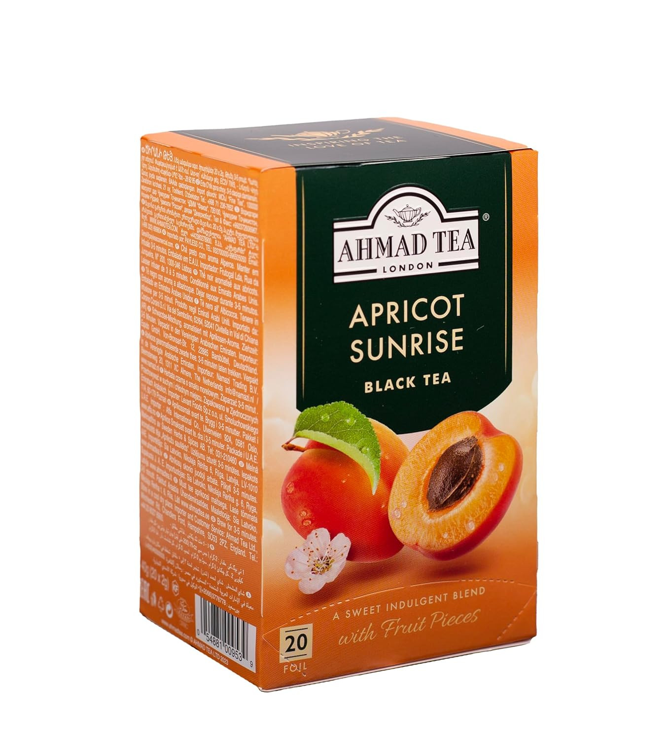 Ahmad Tea Apricot Sunrise Black Tea Bags 20 Count Fruity Flavor Antioxidant