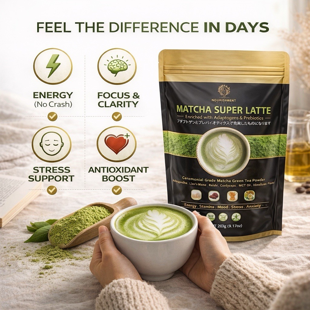 Organic SuperFood Matcha Super Latte Powder Ceremonial Grade 2 Packs