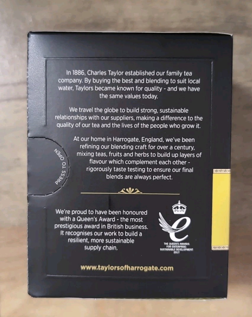 Taylors of Harrogate Lemon & Ginger Herbal Tea 20 Count Box USA Seller In Hand