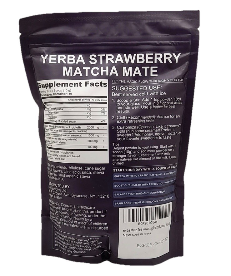 Yerba Mate Strawberry Matcha Mate 40 servings, 08/20/2027