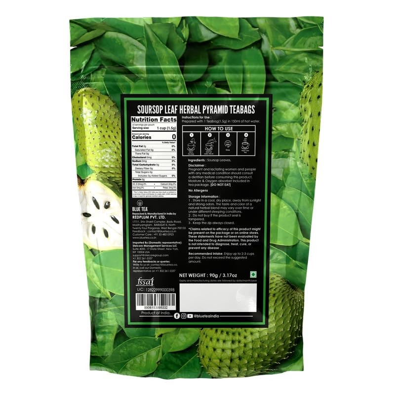 Soursop Tea 60 Count Pyramid Plant Based Tea Bags | Hoja Guanabana Tea | P…
