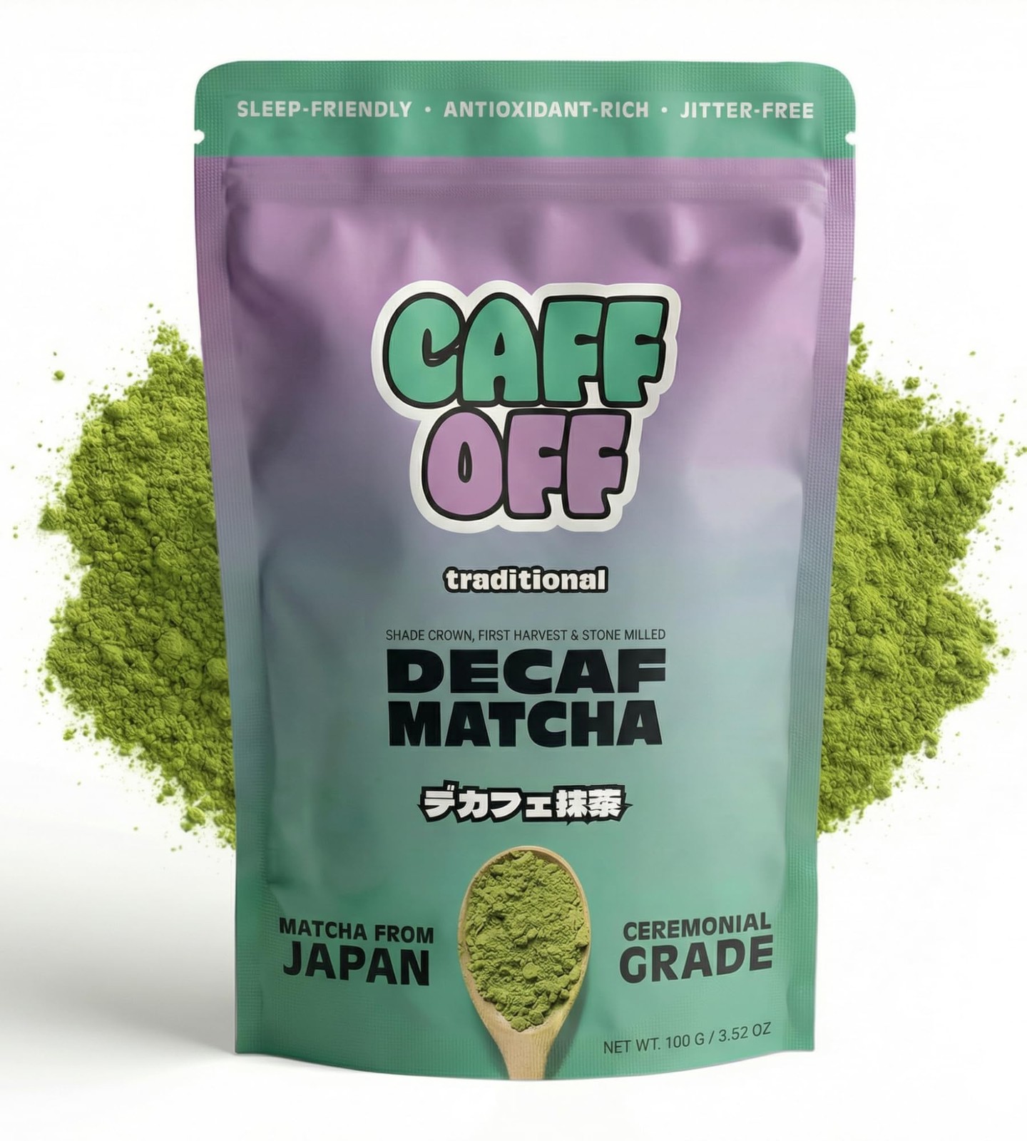 Decaf Matcha Green Tea Powder From Japan – 3.52 oz / 100 g – Ceremonial Grade…