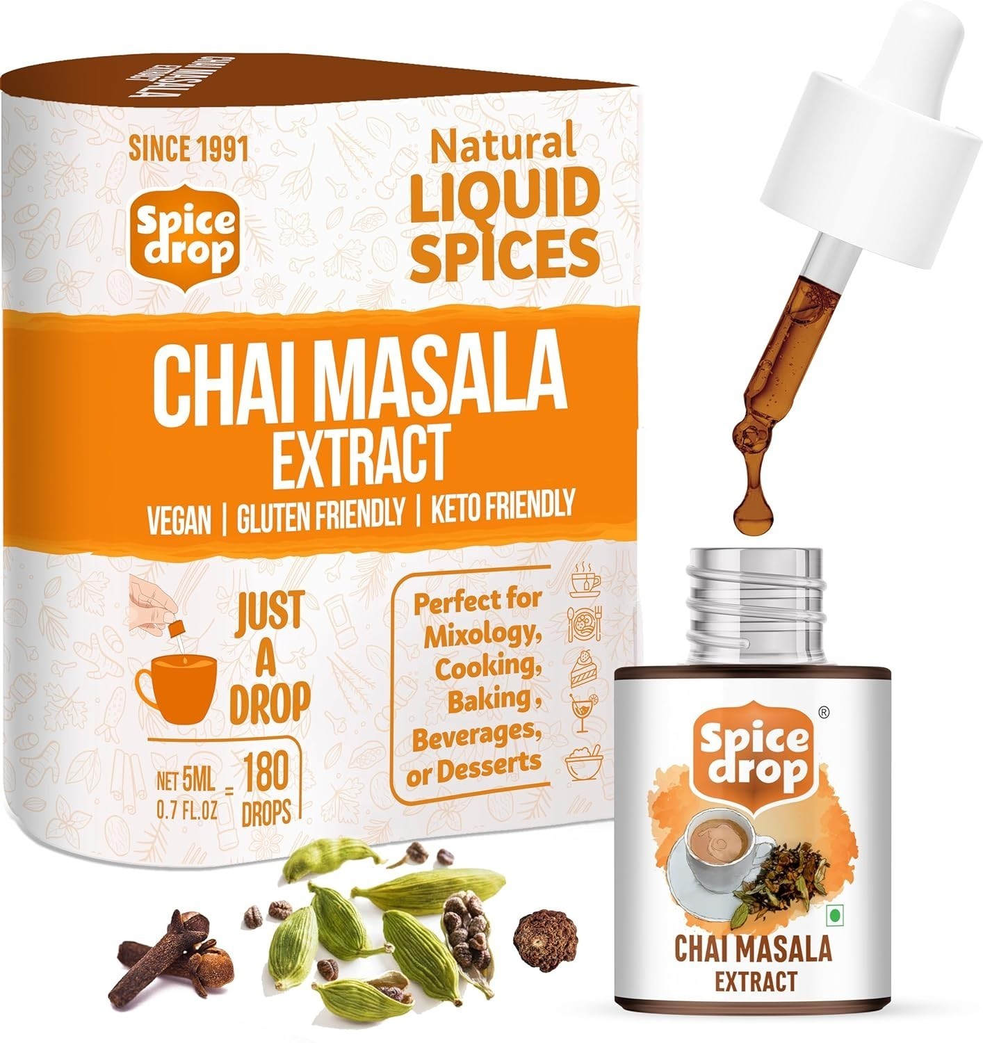 Spice Drop Chai Masala Extract ardamom, Ginger & Black Pepper 5ML – 1 drop/cup