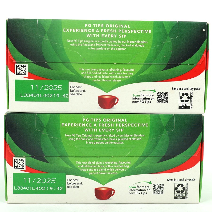 PG Tips Black Tea, Non-Pyramid Tea Bags, 40 Count, Best By: 11/2025, (2 Boxes)