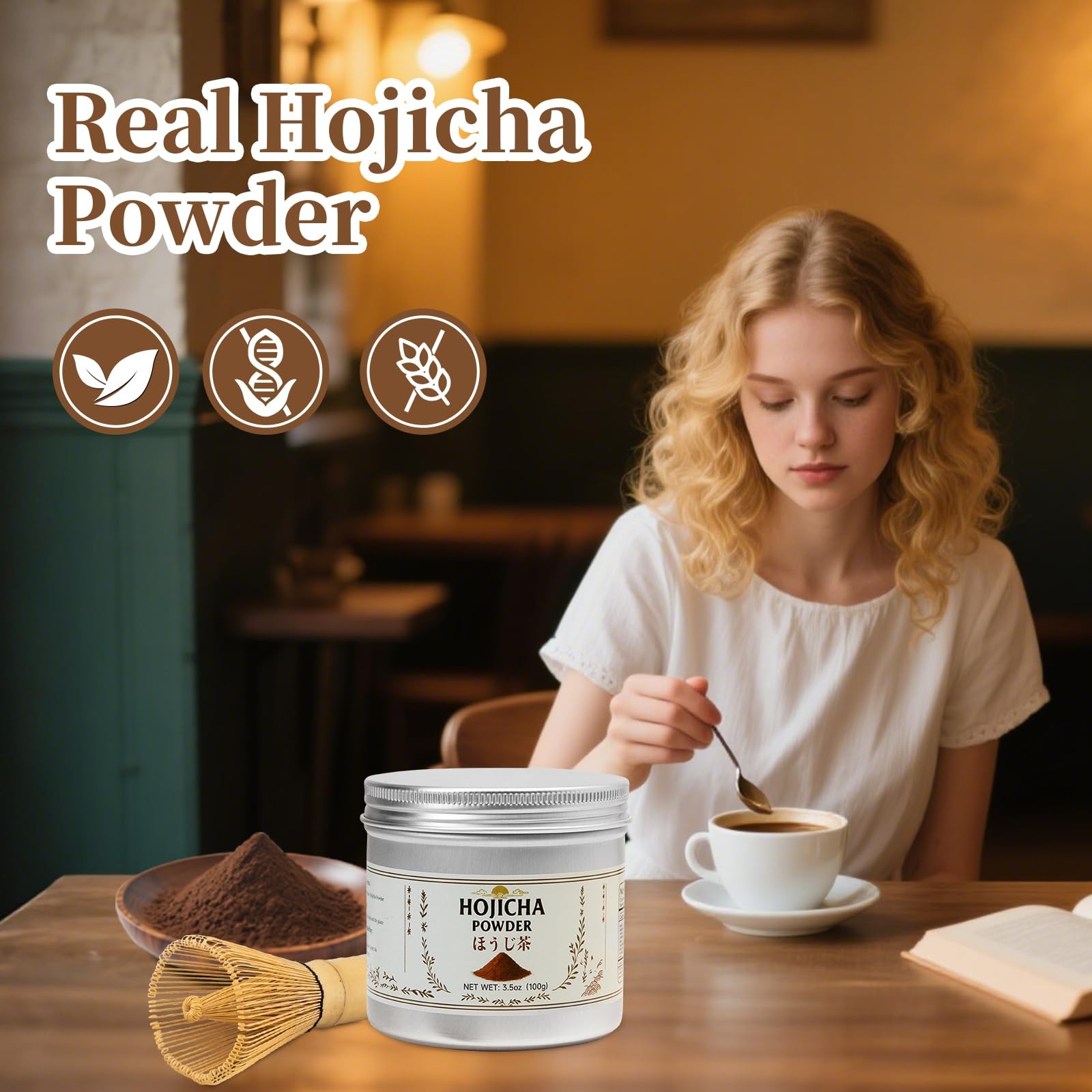 Hojicha Powder 3.5oz – Authentic Japanese Roasted Green Tea for Drinks Baking